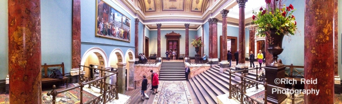 Panorama of the Interior of the National Gallery in London, UK.